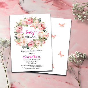 Baby in Bloom Garland Rose Kinderdusche Einladung