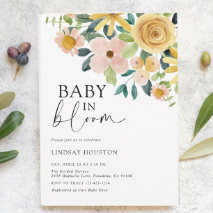 Baby in Bloom Gelbe Blüten Einladung