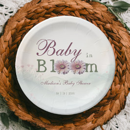 Baby in Bloom Gerber Daisies Baby Shower Pappteller