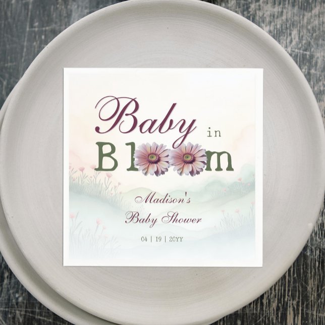 Baby in Bloom Gerber Daisies Baby Shower Serviette (Baby in Bloom Gerber Daisies Baby Shower Napkins)