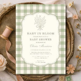 Baby in Bloom Gingham Baby Shower Einladung