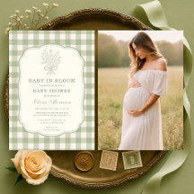 Baby in Bloom Gingham Foto Baby Shower