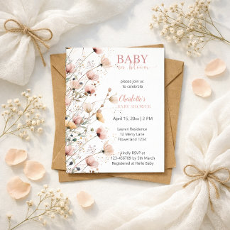 baby in bloom girl baby shower invitation einladung