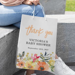 Baby in Bloom Gold Orange Baby Dusche Mittlere Geschenktüte