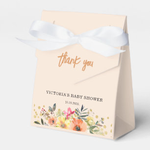 Baby in Bloom Gold Orange Babyparty Geschenkschachtel