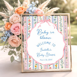 Baby in Bloom Grandmillennial Baby Shower Welcome  Poster