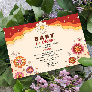 Baby in Bloom Groovy Retro Hippie Blume Einladung