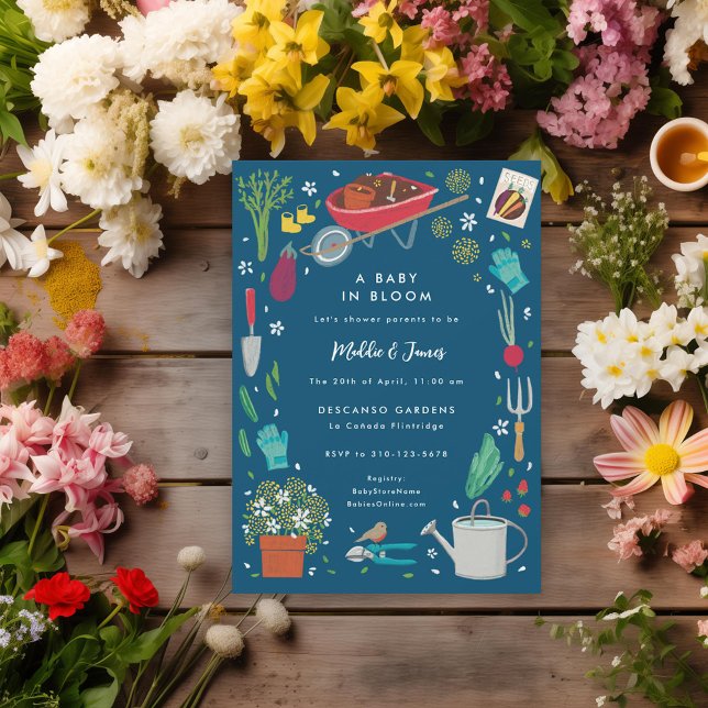 Baby in Bloom Growing Garden Kinderdusche Einladung (Von Creator hochgeladen)