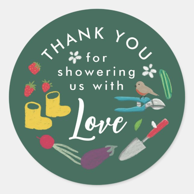 Baby in Bloom Growing Garden Kinderdusche Runder Aufkleber (Vorderseite)