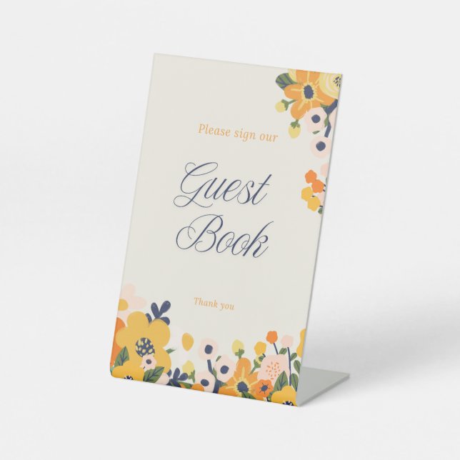 Baby in Bloom Guest Book Tabletop Sockelschild (Vorderseite)