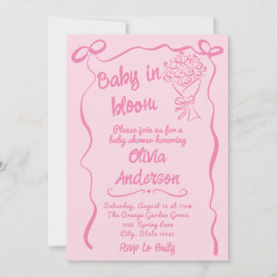 Baby in Bloom Hand gezeichnete Blume Bouquet Dusch Einladung