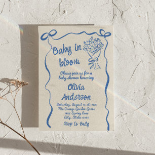 Baby in Bloom Hand gezeichnete Blume Bouquet Dusch Einladung