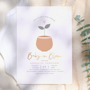 Baby in Bloom Heart Pflanze Pot Gold Baby Dusche Einladung