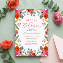 Baby in Bloom Helle Florale Babyparty-Einladung