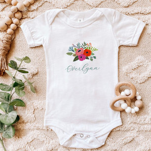 Baby in Bloom Helles Florales Babynamen-Set Strampler