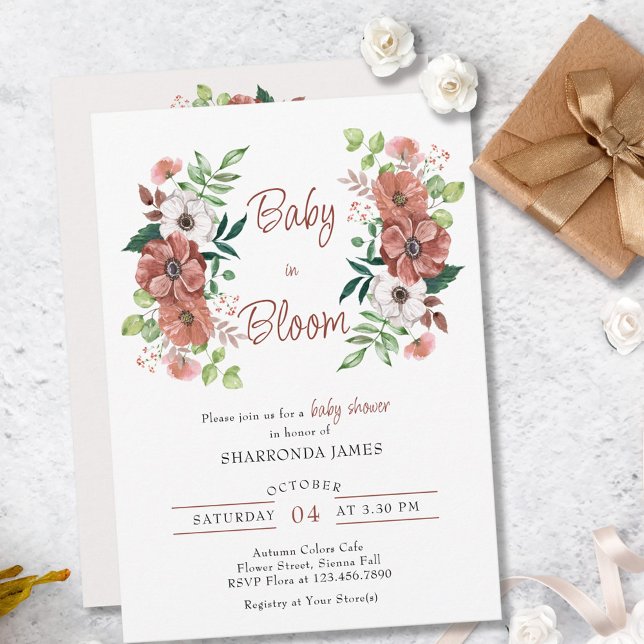 Baby in Bloom Herbst Blume Kinderdusche Einladung (Von Creator hochgeladen)