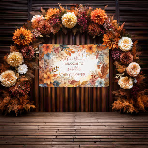 Baby in Bloom Herbst-Blumenrahmen Baby Shower Banner