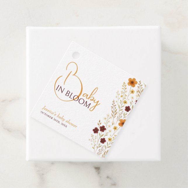 Baby in Bloom Herbst Wildblumen Kinderdusche Geschenkanhänger (Beispiel)