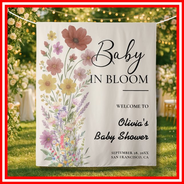 Baby in Bloom Hintergrund Wildblume Kinderdusche Wandteppich (Von Creator hochgeladen)
