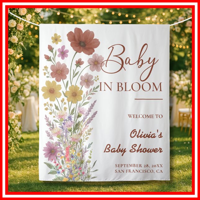 Baby in Bloom Hintergrund Wildblume Kinderdusche Wandteppich (Von Creator hochgeladen)