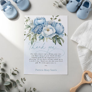 Baby in Bloom Junge Baby Shower Dankeschön  Postkarte