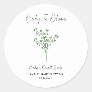 Baby in Bloom l Baby's Breath Seeds Baby Dusche Runder Aufkleber
