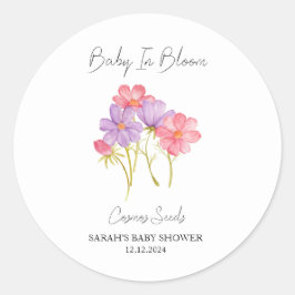 Baby in Bloom l Cosmos Samen Baby Dusche Runder Aufkleber
