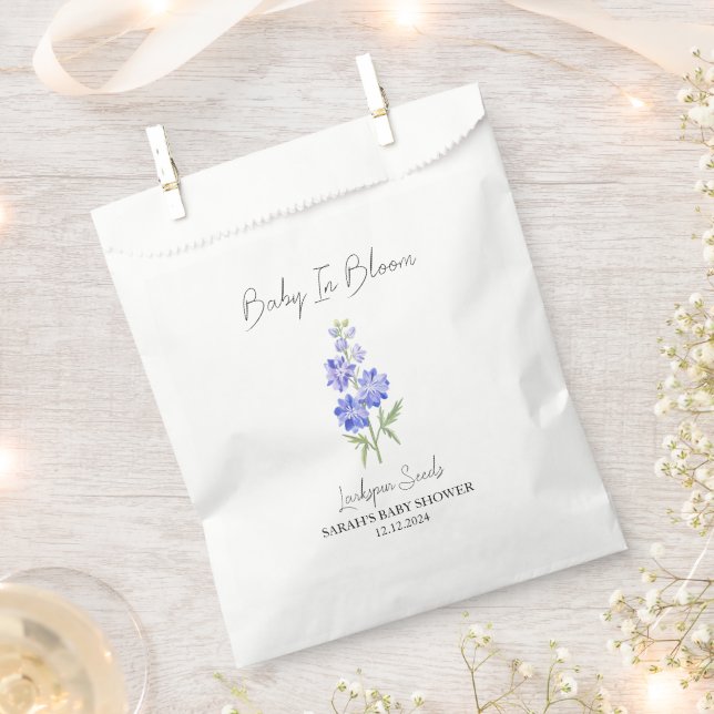 Baby in Bloom l Larkspur Säuglingsdusche Geschenktütchen (Ausgeschnitten)