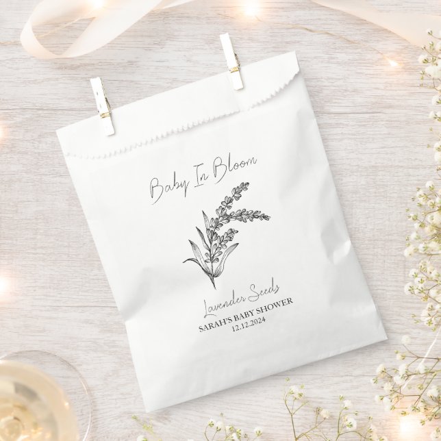 Baby in Bloom l Lavender Seeds Baby Dusche Geschenktütchen (Ausgeschnitten)