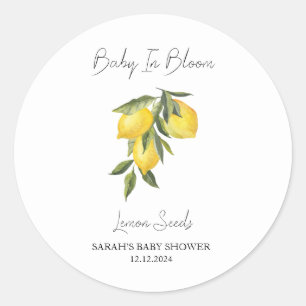 Baby in Bloom l Lemon Seeds Baby Dusche Runder Aufkleber