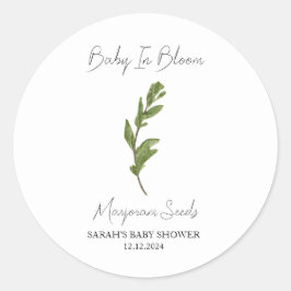 Baby in Bloom l Marjoram Seeds Baby Dusche Runder Aufkleber