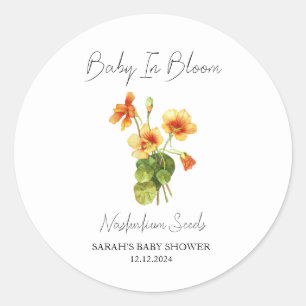 Baby in Bloom l Nasturtium Seeds Baby Dusche Runder Aufkleber