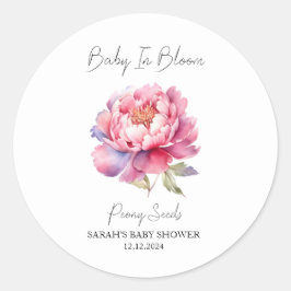 Baby in Bloom l Peony Seeds Kinderdusche Runder Aufkleber