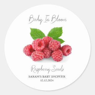 Baby in Bloom l Raspberry Samen Baby Dusche Runder Aufkleber