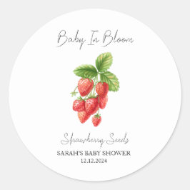 Baby in Bloom l Strawberry Samen Baby Dusche Runder Aufkleber