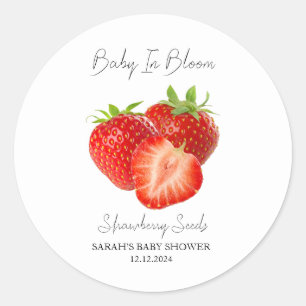 Baby in Bloom l Strawberry Samen Baby Dusche Runder Aufkleber