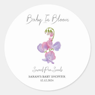 Baby in Bloom l Sweet Pea Seeds Kinderdusche Runder Aufkleber