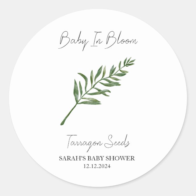 Baby in Bloom l Tarragon Seeds Kinderdusche Runder Aufkleber (Vorderseite)