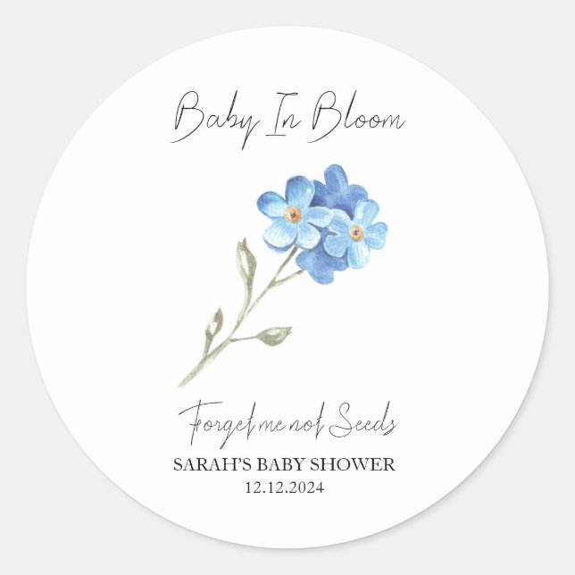 Baby in Bloom l Vergiss mich nicht Seeds Baby Dusc Runder Aufkleber (Vorderseite)