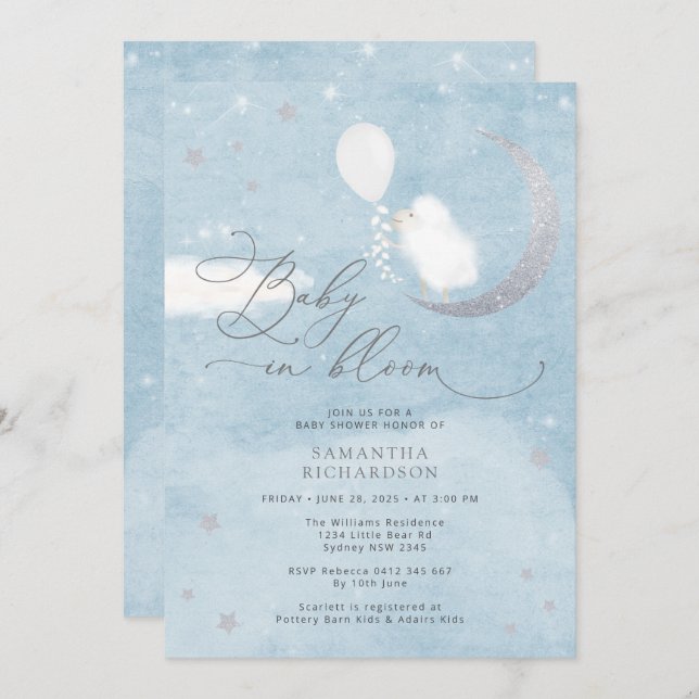 Baby in Bloom Lamb Baby Dusche Einladung (Vorne/Hinten)