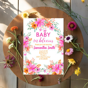 Baby in Bloom lebhafte sommerliche Blumendusche Einladung