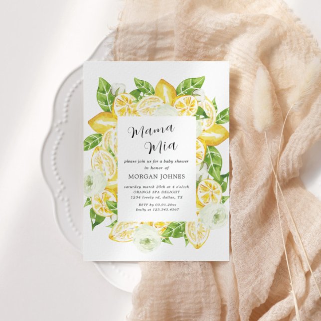 Baby in Bloom Lemon Bouquet Babydusche Einladung (Von Creator hochgeladen)
