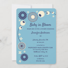 Baby in Bloom Light Blue Boy Baby Dusche Einladung