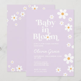 Baby in Bloom lila Daisy Kinderdusche Einladung