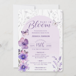 Baby in Bloom Lila Florale Schmetterlings-Baby-Par Einladung