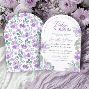 Baby in Bloom Lila Watercolor Kinderdusche Einladung