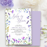 Baby in Bloom Lila Wildblume Kinderdusche Einladung<br><div class="desc">Wildblume Baby Dusche Einladung mit Aquarell wilde Blume in den Tönen lila, lavender, lila, rosa und blau. Dieses delikate und feminine botanische Design hat eine hübsche Grenze von Wildblumen und eleganter Kalligraphie. Moderne Blumen mit mädchenhaftem böhmischen Hütte-Gartenthema. Bitte stöbern Sie in meinem Shop in der Lila Wildblume-Sammlung, um passende Artikel...</div>