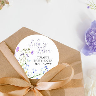 Baby in Bloom Lila Wildblume Kinderdusche Runder Aufkleber