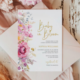 Baby in Bloom Lila Wildblumen Kinderdusche Einladung