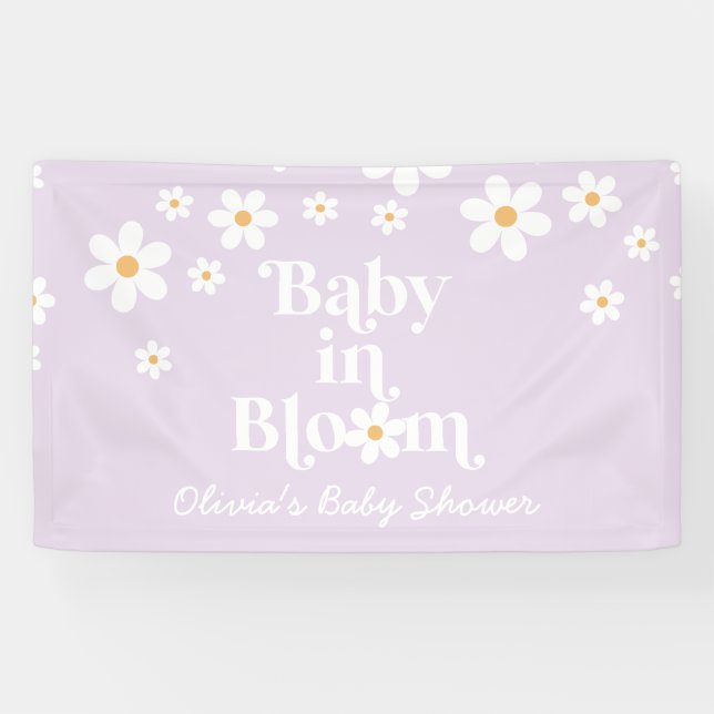 Baby in Bloom Lilac Daisy Boho Duschbanner Banner (Horizontal)